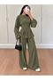Women's Modal Waist-Fitted Flared Sleeve Wide Leg Pants Two-Piece Set 0242 - 2