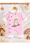 Baby Girl Welsoft Hooded Jumpsuit with Rabbit Embroidery, Soft Inside, Winter Baby Jumpsuit - 4