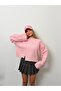 Women's Pink Wool Crew Neck Oversize Knitwear Sweater – Soft Textured - 3