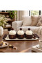 3-Piece Wooden Candy Bowl Set with Metal Tray Brown and Cream - 40×18cm - 4