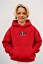 Boy's Oversize Hoodie Car Bear Printed Red – Hooded, with Pockets, 3 Thread Fleece - 3