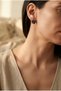 Mixed Color Natural Stone Flower Shaped Earrings - 4
