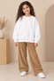 Children's Unisex Sweater – 100% Cotton 3 Yarns, Soft Texture, Thick and Warm Winter Sweatshirt White - 4