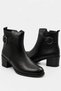 Women's Genuine Leather Heeled Boots with Buckle and Zipper, Round Toe, Daily Ankle Boots - 4