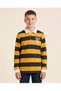 Senior Boys Yellow And Navy Striped Polo Shirt