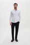 Striped Slim Fit Large Collar Classic Long Sleeve Men's Shirt Navy Blue - 27167.26K - 3