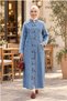 Women's Striped Detailed Buttoned Pocketed Light Blue Denim Cap - 8