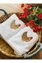 2-Piece White Cotton Embroidered Hand Towel Set 30X50Cm