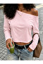 Women's Oversize Boat Neck Long Sleeve Off Shoulder Blouse