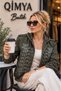 Egzoti̇k Asorti̇k Women's Front Horseman Embroidered Buttoned Epaulet Hooded Slim Bomber Jacket - 3