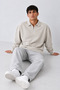 Men's Oversize Ribbed Zipper Collar Cream Sweater - 6