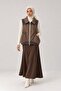 Drawstring pocket zippered vest dark brown - 2