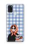Samsung Galaxy A21S Compatible Transparent Phone Case with Women and Cat Pattern with Shawl