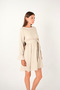 Crepe Fabric Waist Elastic Dress - Mink - 3