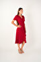 Imported Glitter Fabric Belt Detailed Midiboy Dress - Red - 2