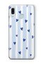 Samsung Galaxy A20 / A30 Compatible Blue Hearts Pattern Transparent Phone Case