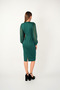 Crepe Fabric Sleeves Tulle Pencil Dress - Emerald Green - 5