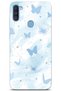 Samsung Galaxy A11 / M11 Compatible Pastel Blue Butterfly Pattern Transparent Phone Case