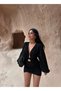 Black Double Breasted Buckle Dress - 3