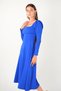 Crepe Fabric Square Collar Midi Dress - Cobalt Blue - 2