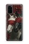 Samsung Galaxy S20 Plus Compatible Transparent Phone Case with Carpet Background and Horse Artistic Pattern