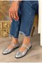 Calzaturem Women's Wrinkled Silver Gold Metal Buckle Casual Stylish Ballerinas - 2