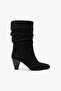 Ruelle Black Suede Leather Heeled Boots