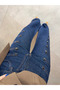 Navy Blue Napoleon Button Detailed Wide Leg Trousers - 1113 - 4