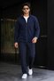 Men's Daily Thick Full Zipper Navy Blue Fleece - 2