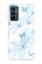 Samsung Galaxy M13 / M23 Compatible Pastel Blue Butterfly Pattern Transparent Phone Case