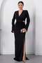 Double-Breasted Collar Slit Long Sleeve Dress K-262725 - 5