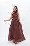 Women's Halter Neck Pleated Long Evening Dress - 4