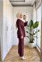Women's Drawstring Waist Suede Textured Jacket and Trousers Two-Piece Set - 2
