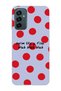 Samsung Galaxy M13 / M23 Compatible Red Polka Dot Pattern Transparent Phone Case