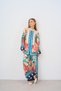 Women's Floral and Leaf Patterned Satin Trousers Suit Cream
