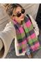 Colorful Puffy Soft Textured Scarf Plaid Patterned Shoulder Shawl - 3