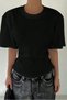 Women's Short Sleeve Backless Slim Fit Blouse/T-Shirt - 4