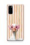 Samsung Galaxy S20 Compatible Transparent Phone Case with Heart and Glasses Duck Pattern