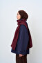 Women's Collar Shawl Detail Short Trench Coat with Epaulettes Navy Blue - 3