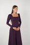 Crepe Fabric Square Collar Midi Dress - Eggplant Purple - 2
