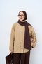 Women's Lapel Shawl Detail Short Trench Coat with Epaulet Sleeves Cream