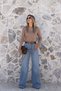 Mink Standard Size V-Neck Sleeve Detail Sweater - 2