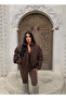 Brown Quilted Fluffy Coat - 2