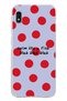 Samsung Galaxy A10 Compatible Red Polka Dot Patterned Transparent Phone Case