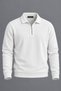 Men's Polo Collar Half Zipper Casual White Sweater - 2