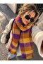 Colorful Puffy Soft Textured Scarf Plaid Patterned Shoulder Shawl - 4