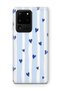 Samsung Galaxy S20 Ultra Compatible Blue Hearts Patterned Transparent Phone Case