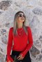 Red Standard Size Pullover with Drop Sleeves - 2