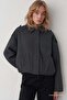 Anthracite Plaid Patterned Oversize Women's Bomber Jacket Mg2920
