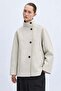 White Checkered Stand Collar Women's Trench Coat Mg2921